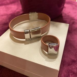 Swatch Leather Bracelet and ring Set